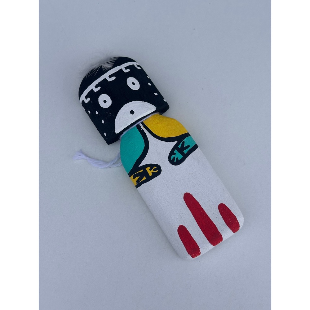 Mastop 2010 Hand Painted Wooden Kachina Doll Flat Ornament Signed Folk Art 6.25"